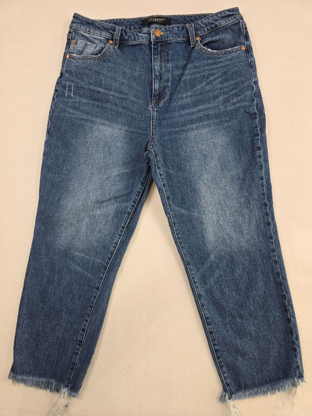 Liverpool Non-Skinny Skinny Liv Hi-Rise Jeans Size 12/31 Crop Raw Hem
